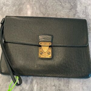 Vintage Louis Vuitton Pochette Kourad Clutch Hand Bag in Epicea Green.